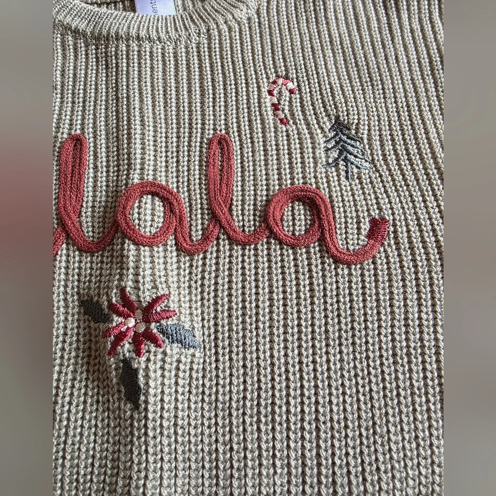 Modern Moments Baby Holiday Sweater 12 Months Fa La La Embroidered Knit Pullover